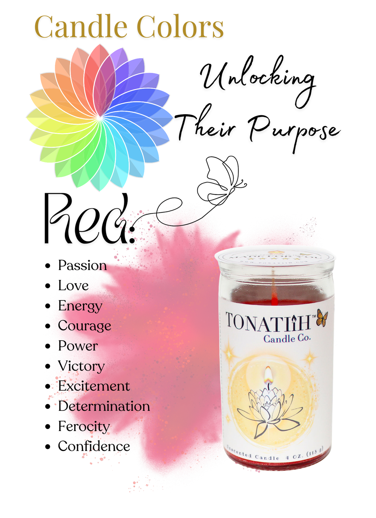 Healing Light -Traditional wax -Red (4oz)