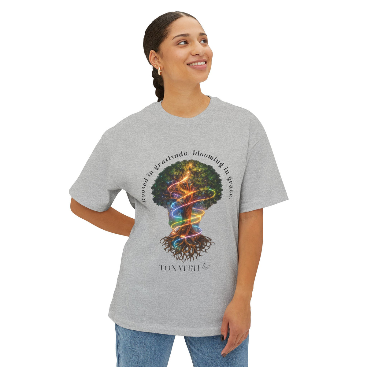 Women's T-shirt -"Rooted in Gratitude, Blossoming in Grace"