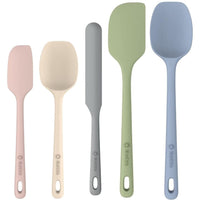 ChefAide 5 Pieces Silicone Spatula Set, Food Grade Rubber Spatula, Upgrade Strong Handle with Ergonomic Grip, Heat Resistant Up to 600°F for Nonstick Cookware, Cooking Candy Series