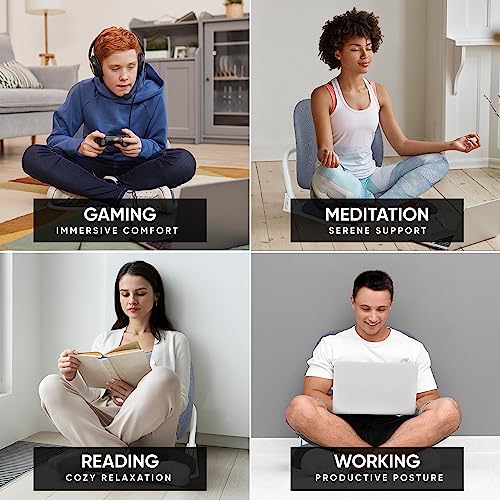 Dual-Backrests Ergonomic Floor Chair with Back Support - Meditation Foldable Chairs for Adults