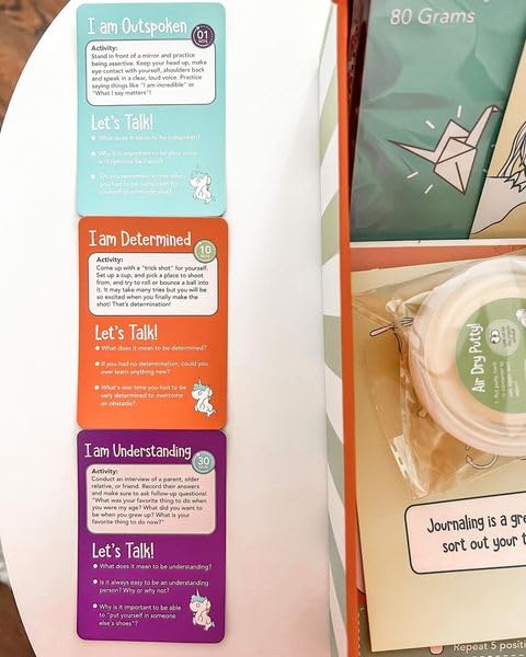 Open The Joy Anxiety Management Box for Kids - DIY Wooden Mailbox, Air-Dry Clay Kit, Origami Crafts, Confidence Cards, and Emotional Learning Activities - Ages 4+