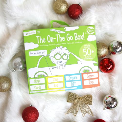 Open The Joy On The Go Box, Road Trip Travel Games Activity Box, Includes Card Games, Craft Kits, and Other 50+ Travel Activities for Kids and Family Ages 4+