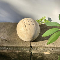 Handmade Travertine Stone Incense Resin Burner Holder – Natural Stone Incense Burner with Brass Insert for Home Decor & Relaxation