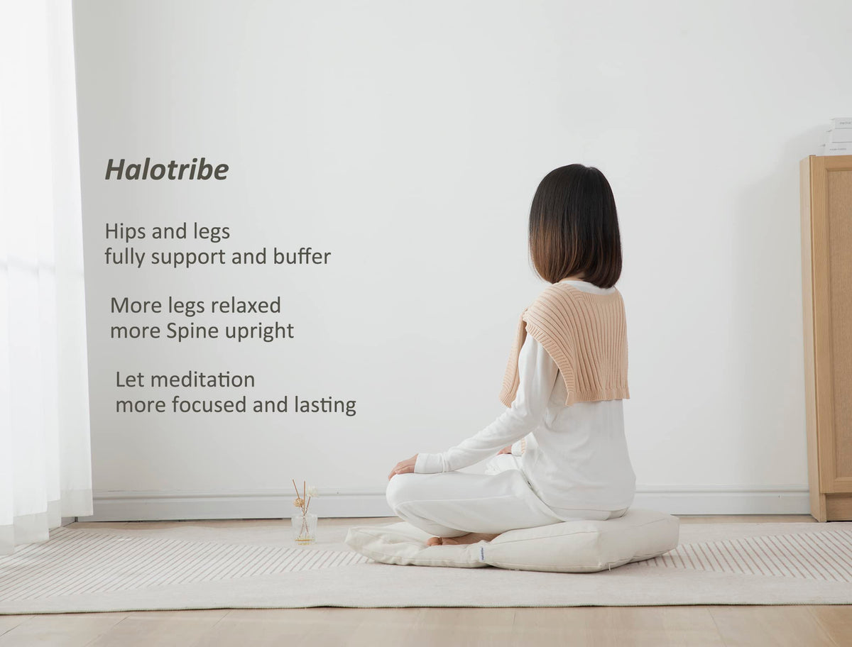 Halotribe Meditation Cushion, Meditation Pillow and Zabuton 2-in-1 Portable
