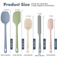 ChefAide 5 Pieces Silicone Spatula Set, Food Grade Rubber Spatula, Upgrade Strong Handle with Ergonomic Grip, Heat Resistant Up to 600°F for Nonstick Cookware, Cooking Candy Series