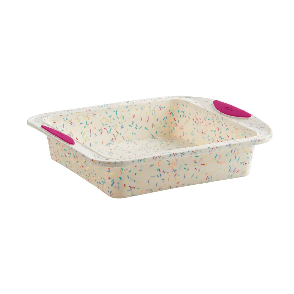 Trudeau 8x8in Confetti Silicone Cake Pan – Reinforced Hybrid of Flexible Silicone and Hard Lining for Shape Stability – Nonstick, BPA Free, Oven Safe to 428°F, and Dishwasher Safe