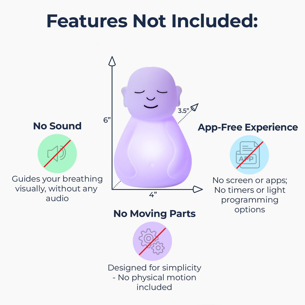 Mindsight 'Original Breathing Buddha' Guided Visual Meditation | 3 Modes to Slow Your Breathing & Calm Your Mind | Stress & Anxiety Relief | Wellness Gift | Adults, Kids, Classrooms | USB Rechargeable