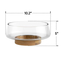 KITEISCAT Extra Large Glass Salad Bowl Set - Party Salad Bowls with Acacia Wood Base and Serving Utensils - Elegant and Practical Kitchen Must-Have