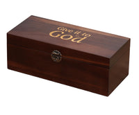 Generic Prayer Box, with Double Sided Cards, Engraved Gold Lettering, Designed Interior, Brown, xinke 3