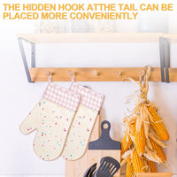 Didaey Set of 2 Silicone Oven Mitts Waterproof Shell Oven Mitts for Kitchen for Heat Resistant 500 Degrees Washable Kitchen Mittens with Cotton Lining for Cooking Baking BBQ Grilling Microwave