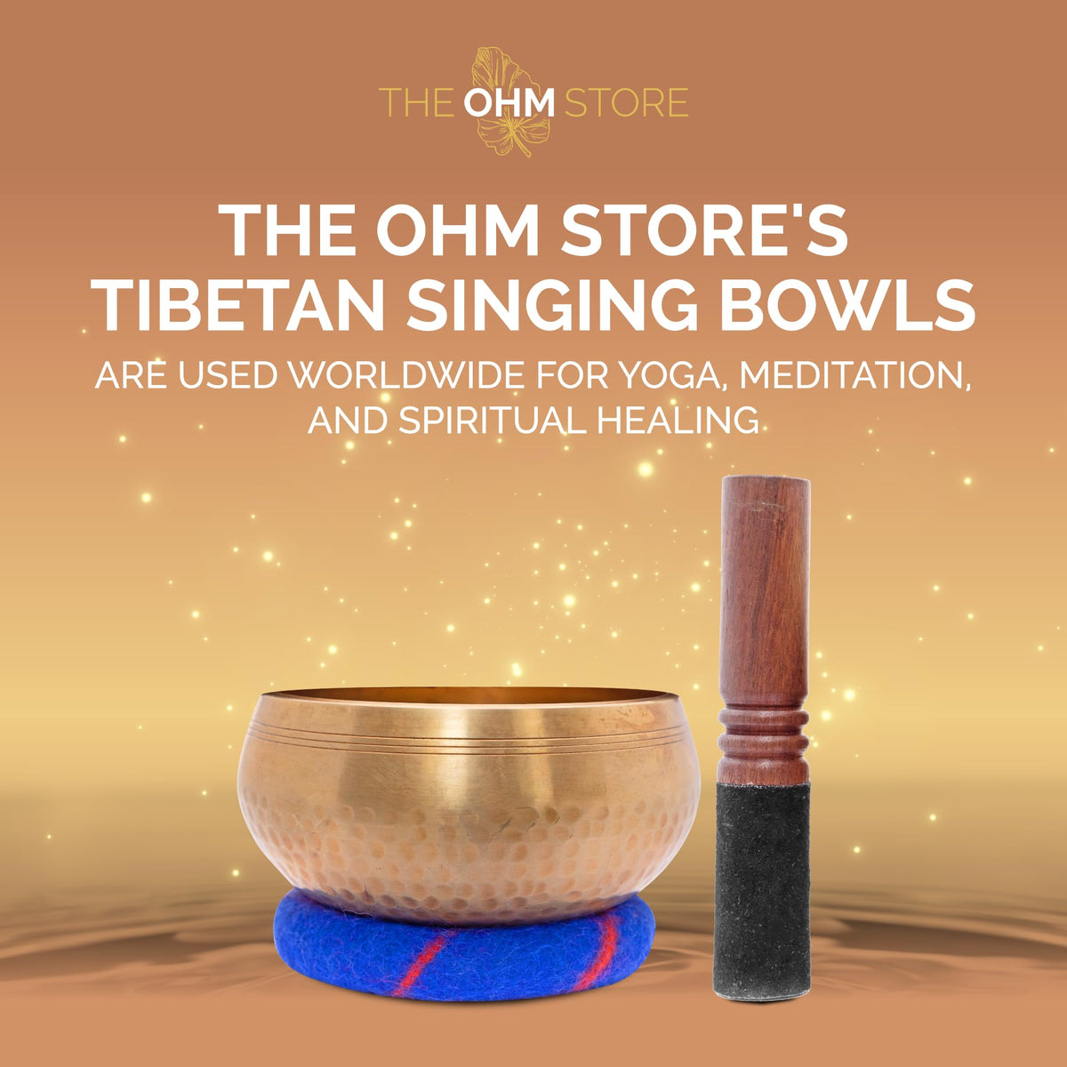Ohm Store 5" Tibetan Singing Bowl Set — Meditation Sound Bowl Handcrafted in Nepal for Yoga, Chakra Healing, Mindfulness, and Stress Relief