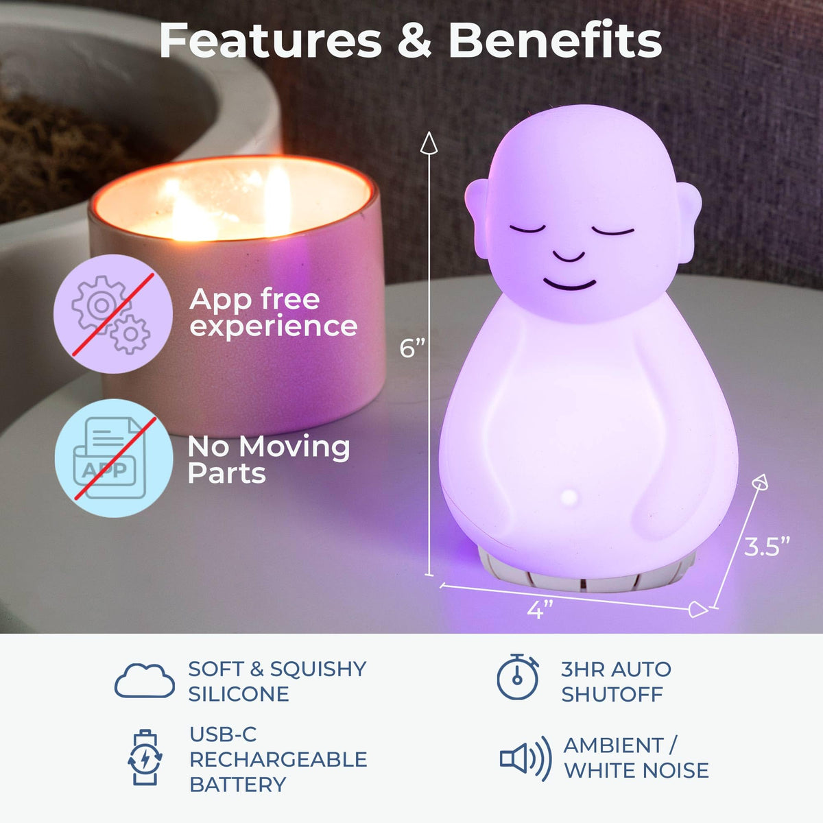 Mindsight 'Breathing Buddha' Guided Visual Meditation Tool for Mindfulness | Slow Your Breathing & Calm Your Mind for Stress & Anxiety Relief | Perfect for Adults & Kids | Relaxing Self Care Gift