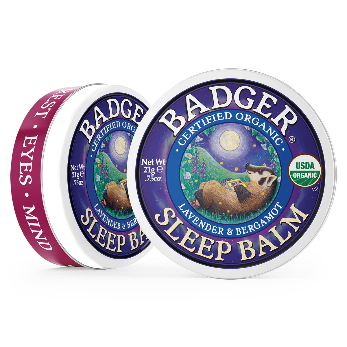 Badger Sleep Balm, Organic Essential Oil Aromatherapy Natural Sleep Aid for Adults & Kids, Relaxing & Calming Lavender & Bergamot Anxiety Relief & Natural Sleep Help, .75 oz Tin