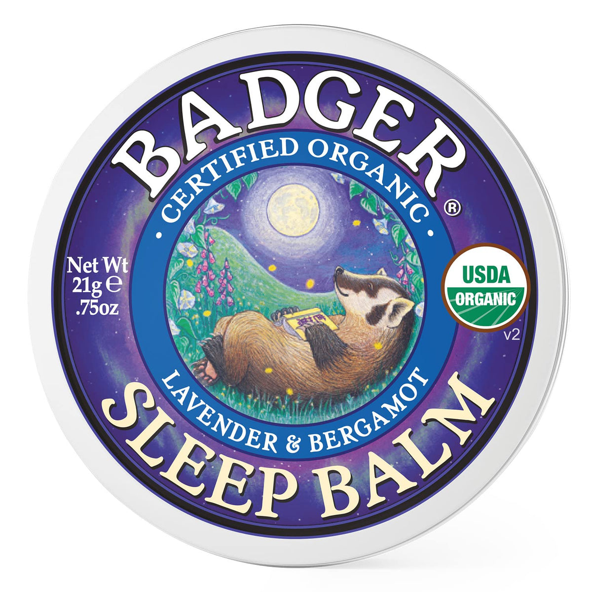 Badger Sleep Balm, Organic Essential Oil Aromatherapy Natural Sleep Aid for Adults & Kids, Relaxing & Calming Lavender & Bergamot Anxiety Relief & Natural Sleep Help, .75 oz Tin