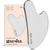 Kitsch Stainless Steel Gua Sha Facial Tools - Guasha Tool for Face, Face Sculpting Tool, Jawline Shaper, Double Chin Reducer, Body Gua Sha Tools, Lymphatic Drainage Massager, Facial Skin Care - Silver