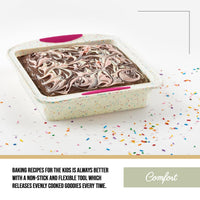Trudeau 8x8in Confetti Silicone Cake Pan – Reinforced Hybrid of Flexible Silicone and Hard Lining for Shape Stability – Nonstick, BPA Free, Oven Safe to 428°F, and Dishwasher Safe