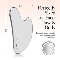Kitsch Stainless Steel Gua Sha Facial Tools - Guasha Tool for Face, Face Sculpting Tool, Jawline Shaper, Double Chin Reducer, Body Gua Sha Tools, Lymphatic Drainage Massager, Facial Skin Care - Silver