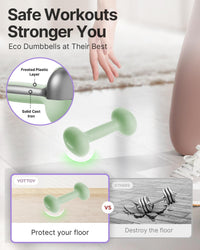 YOTTOY Dumbbell Set of 2,2-15 Pound Hand Weights for Women, Non-Slip Hand Weights for Home Gym, Strength Training, and Full-Body Workouts (Green, 5LB-Pair)