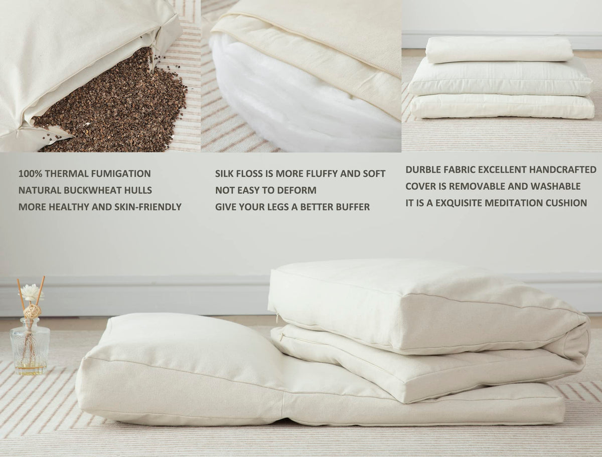 Halotribe Meditation Cushion, Meditation Pillow and Zabuton 2-in-1 Portable