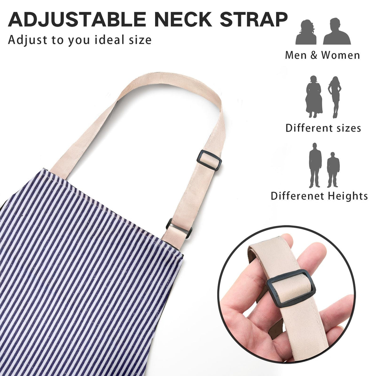 BeLuyi 2 Pack Adjustable Bib Apron with 2 Pockets Chef Cooking Kitchen Restaurant Aprons for Women Men (Blue/Red Pinstripes)