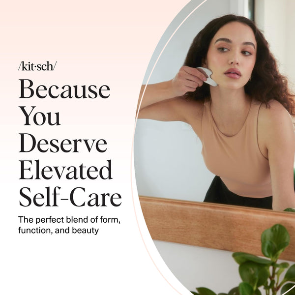 Kitsch Stainless Steel Gua Sha Facial Tools - Guasha Tool for Face, Face Sculpting Tool, Jawline Shaper, Double Chin Reducer, Body Gua Sha Tools, Lymphatic Drainage Massager, Facial Skin Care - Silver