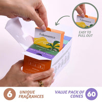 Folkulture Backflow Incense Cones | Set of 6 Waterfall Incense Cones | Lavender Dragon’s Blood Palo Santo & Cedar Patchouli Sandalwood Nag Champa Inscents-Cones for Gifts for Mom (AM to PM Healing)