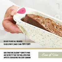 Trudeau 8x8in Confetti Silicone Cake Pan – Reinforced Hybrid of Flexible Silicone and Hard Lining for Shape Stability – Nonstick, BPA Free, Oven Safe to 428°F, and Dishwasher Safe