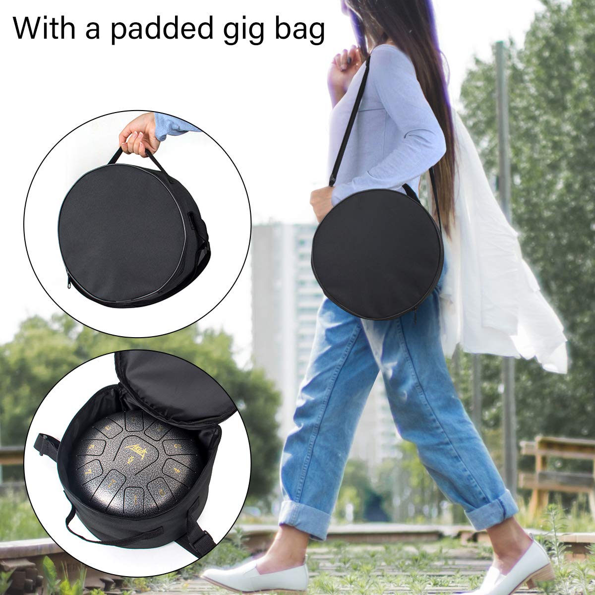 AKLOT Steel Tongue Drum 10 Inches 11 Notes - Percussion Instruments - Sound Healing; Meditation tool, Calming tool