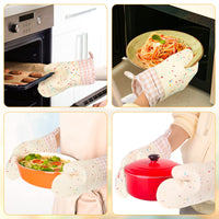 Didaey Set of 2 Silicone Oven Mitts Waterproof Shell Oven Mitts for Kitchen for Heat Resistant 500 Degrees Washable Kitchen Mittens with Cotton Lining for Cooking Baking BBQ Grilling Microwave