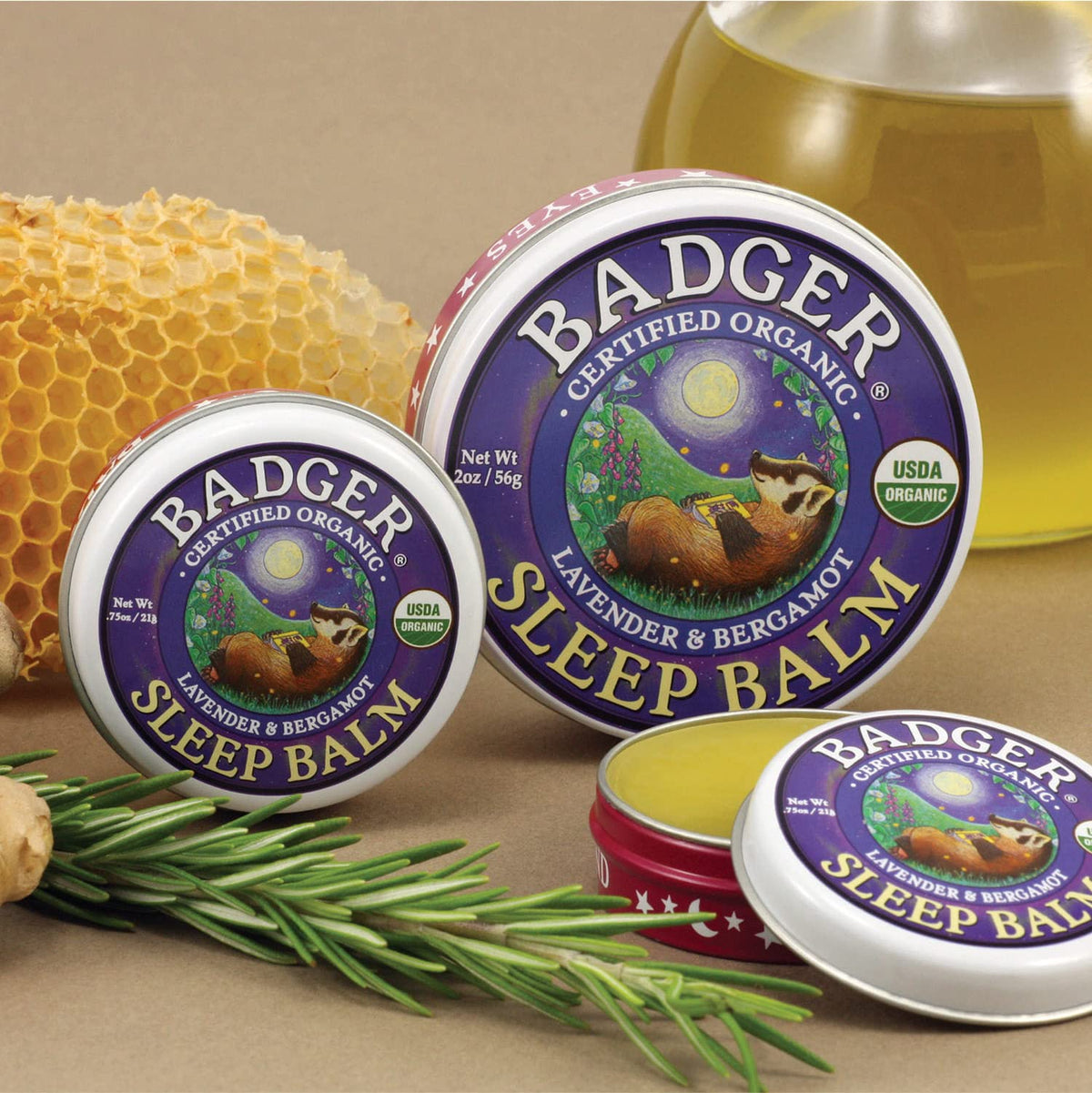Badger Sleep Balm, Organic Essential Oil Aromatherapy Natural Sleep Aid for Adults & Kids, Relaxing & Calming Lavender & Bergamot Anxiety Relief & Natural Sleep Help, .75 oz Tin