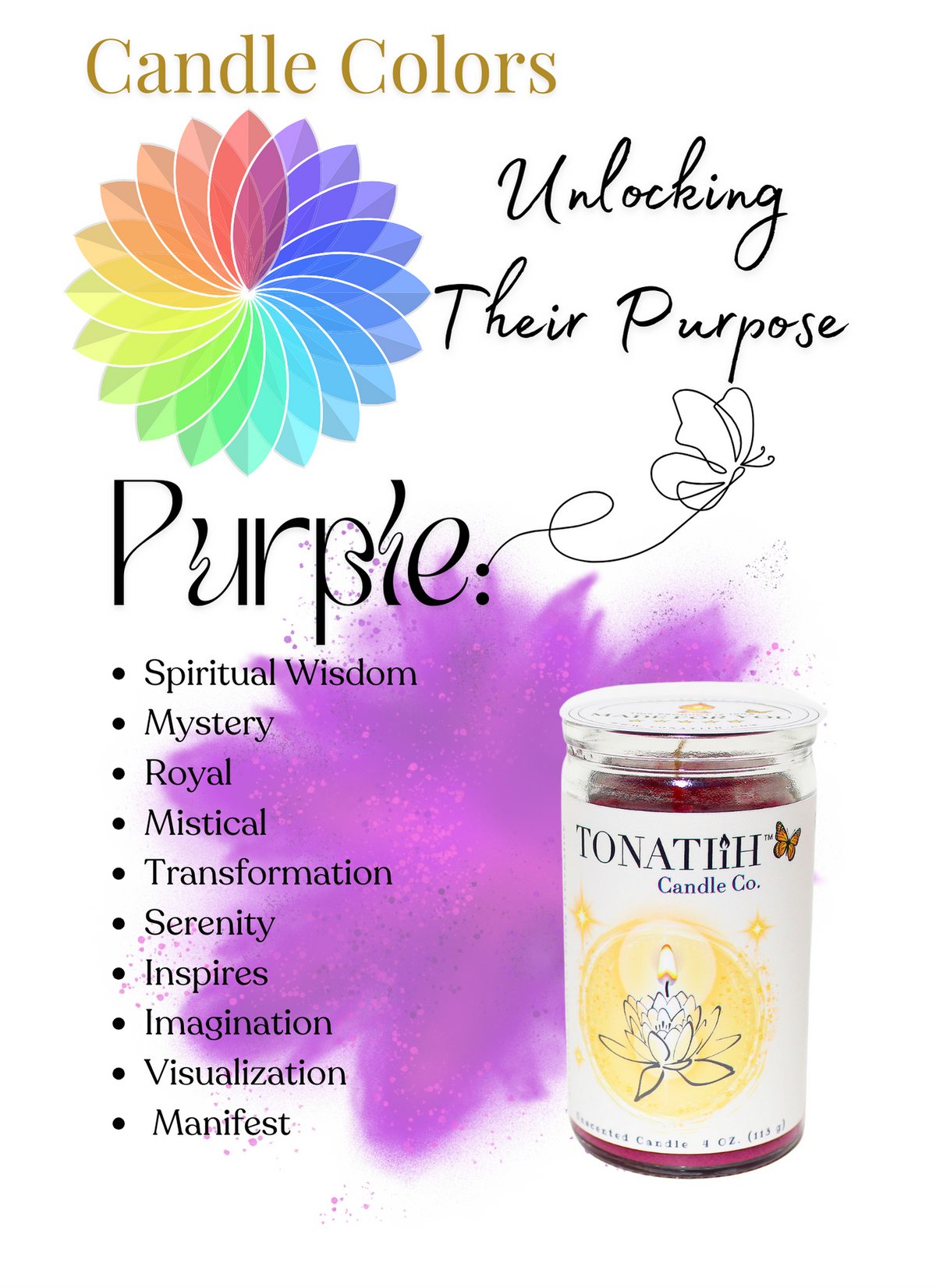 Healing Light -Traditional wax -Purple (4oz)