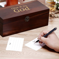 Generic Prayer Box, with Double Sided Cards, Engraved Gold Lettering, Designed Interior, Brown, xinke 3