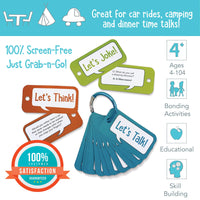 Open The Joy Let’s Chat 3-in-1 Conversation Starters Cards for Kids - Grab and Go Travel Card Games for Car, Airplanes - Talk, Think, Joke Cards - Ages 4+