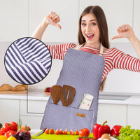 BeLuyi 2 Pack Adjustable Bib Apron with 2 Pockets Chef Cooking Kitchen Restaurant Aprons for Women Men (Blue/Red Pinstripes)