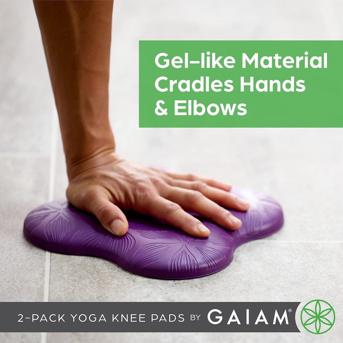 Gaiam Yoga Knee Pads (Set of 2) - Yoga Props and Accessories for Women / Men Cushions Knees and Elbows for Fitness, Travel, Meditation, Kneeling, Balance, Floor, Pilates Purple