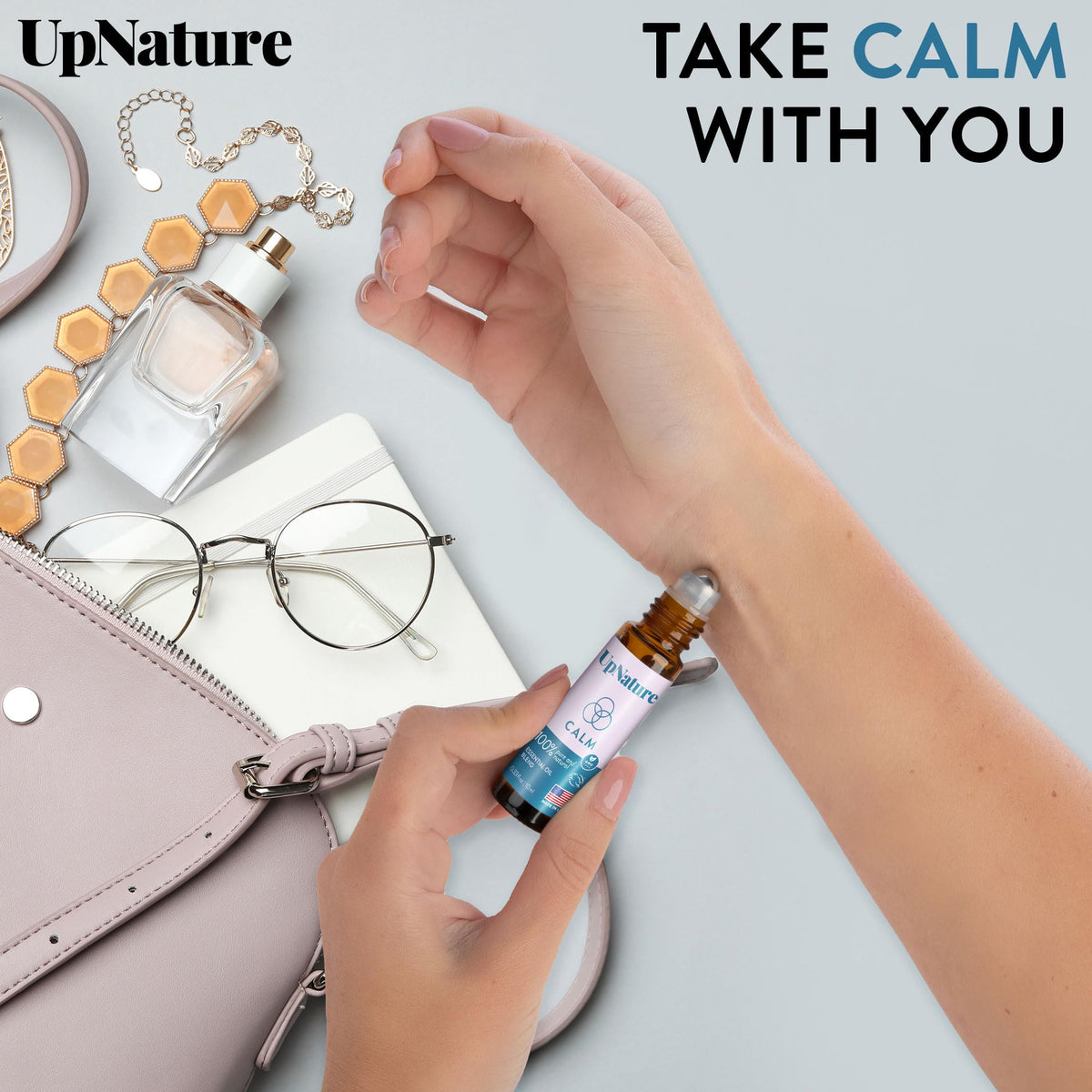 UpNature Calm Essential Oil Roll On - 100% Natural Stress Relief Aromatherapy - Self Care Gifts for Women & Men