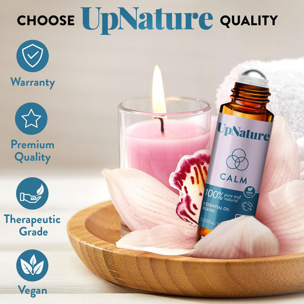 UpNature Calm Essential Oil Roll On - 100% Natural Stress Relief Aromatherapy - Self Care Gifts for Women & Men