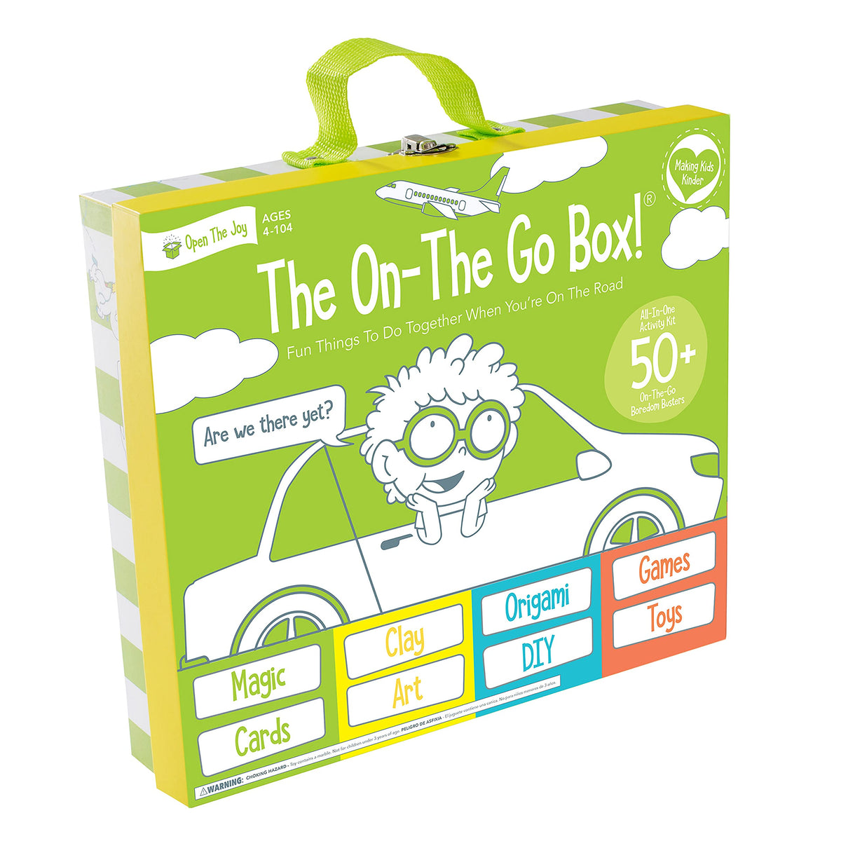 Open The Joy On The Go Box, Road Trip Travel Games Activity Box, Includes Card Games, Craft Kits, and Other 50+ Travel Activities for Kids and Family Ages 4+