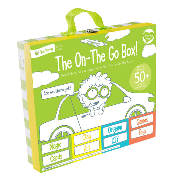 Open The Joy On The Go Box, Road Trip Travel Games Activity Box, Includes Card Games, Craft Kits, and Other 50+ Travel Activities for Kids and Family Ages 4+