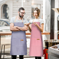 BeLuyi 2 Pack Adjustable Bib Apron with 2 Pockets Chef Cooking Kitchen Restaurant Aprons for Women Men (Blue/Red Pinstripes)