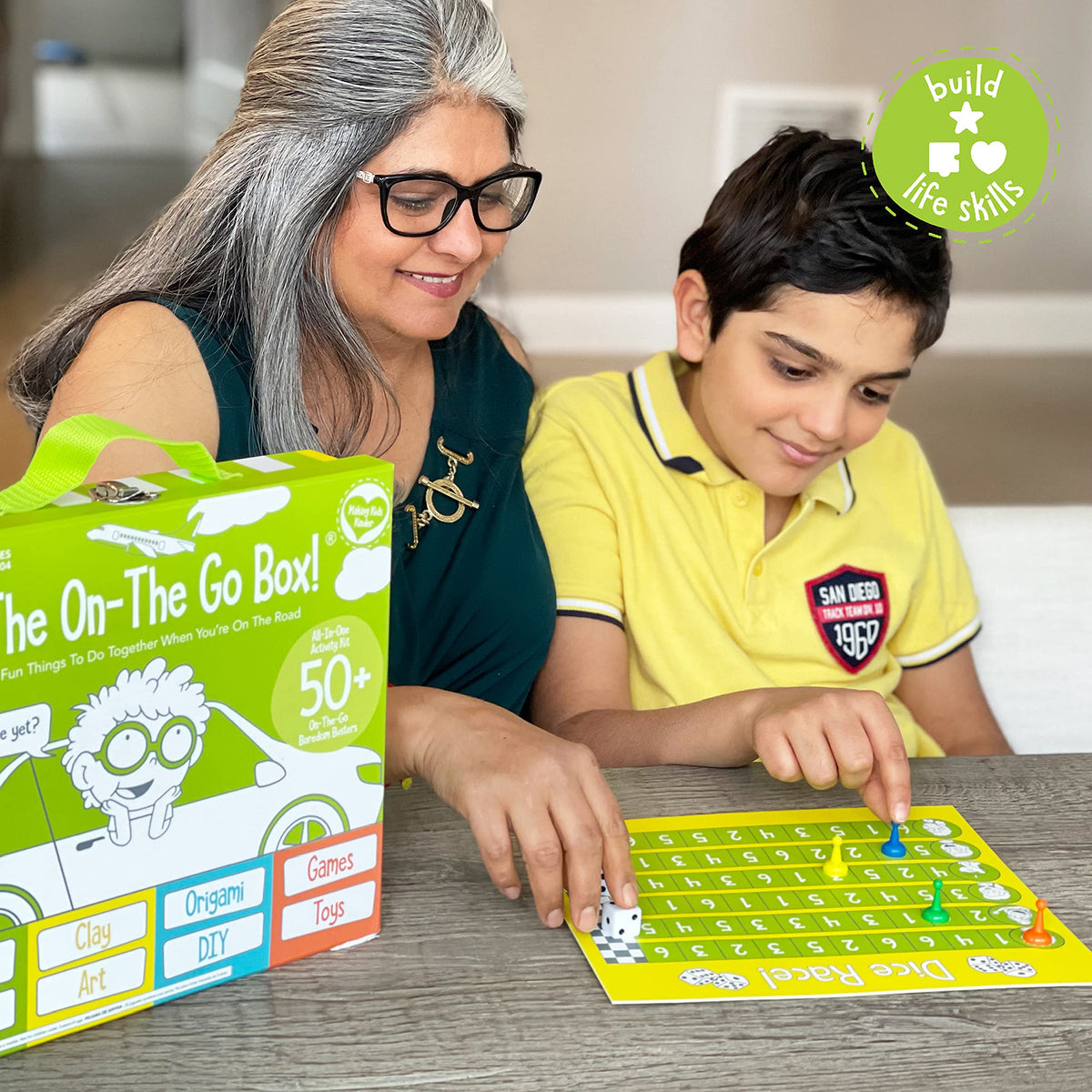 Open The Joy On The Go Box, Road Trip Travel Games Activity Box, Includes Card Games, Craft Kits, and Other 50+ Travel Activities for Kids and Family Ages 4+