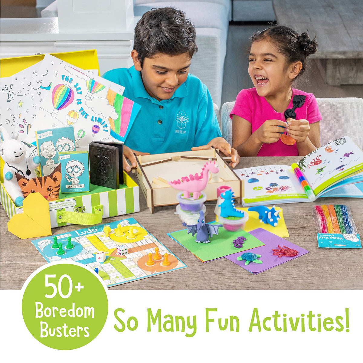 Open The Joy On The Go Box, Road Trip Travel Games Activity Box, Includes Card Games, Craft Kits, and Other 50+ Travel Activities for Kids and Family Ages 4+