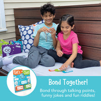 Open The Joy Let’s Chat 3-in-1 Conversation Starters Cards for Kids - Grab and Go Travel Card Games for Car, Airplanes - Talk, Think, Joke Cards - Ages 4+