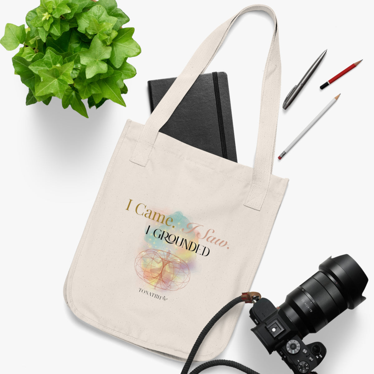 Organic Canvas Tote bag— "I Came. I Saw. I Grounded."