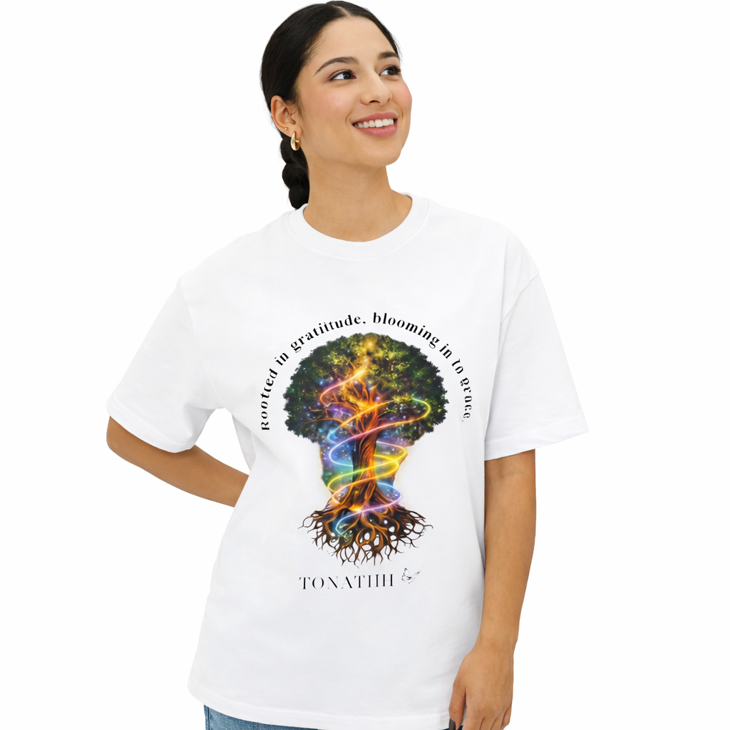 Women's T-shirt -"Rooted in Gratitude, Blossoming in Grace"